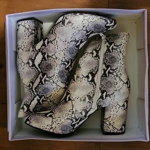 Snakeskin booties